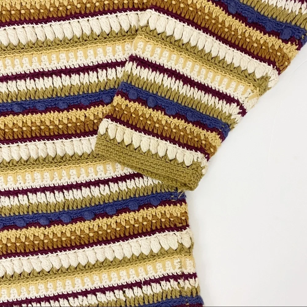 VINTAGE Jennifer Reed Hand Knitted Striped Ramie Cotton Sweater Medium